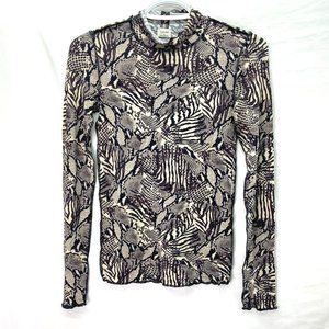 Wilfred Long Sleeve Women's Top Patterned Cream/Brown - Size XS